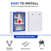 Plantex First Aid Box/Emergency Medicine Storage Box/First Aid Kit Box/Medical Box for Home, School & Office/Lockable with Multi Compartment - (Blue & White) â€“ Big Size Wall Mount â€“ Metal