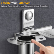 Plantex Stainless Steel 2in1 Tumbler Holder with Soap Dish/Tooth Brush Holder/Soap Stand for Bathroom/Bathroom Accessories - (Chrome)