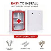 Plantex First Aid Box/Medicine Storage Box/Emergency First Aid Kit Box/Medical Box for Home, School & Office/Medicine Organizer with Multi Compartment - (Red & White) – Big Size Wall Mount – GI Steel