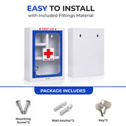 Plantex First Aid Box/Emergency Medicine Storage Box/First Aid Kit Box/Medical Box for Home, School & Office/Lockable with Multi Compartment - (Blue & White) ÃƒÂ¢Ã¢â€šÂ¬Ã¢â‚¬Å“ Big Size Wall Mount ÃƒÂ¢Ã¢â€šÂ¬Ã¢â‚¬Å“ Metal