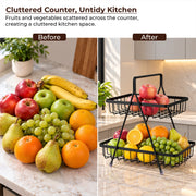 Plantex High Grade Fruit Basket for Dining Table/2- Tier Vegetable Basket Stand for Kitchen/Modern Fruit Storage Bowl for fruits and Vegetables/Kitchen Counter & Dining Table (Black)