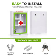 Plantex Metal Emergency First Aid Kit Box for Home/Medical Kit Box for Medicine Storage with Multi Compartments for School, Office - Lockable (Green & White) Big Size, Wall Mount