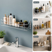 Plantex Stainless Steel Bathroom Shelf/Shelf for Bathroom Organizer/Wall Shelf for Bathroom with Railings/Kitchen Storage Shelves-(18 inch, Chrome)