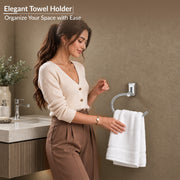 Plantex Pure Brass Towel Holder for Wash Basin/Napkin Holder/Towel Ring/Bathroom Accessories - (Chrome Finish) Superb