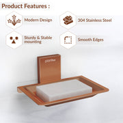 Plantex 304 Grade Stainless Steel Soap Dish/Soap Holder/Soap Stand/Soap Case/Soap Storage for Bathroom/Bathroom Accessories - Crystal (PVD Rose Gold)