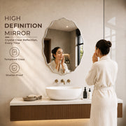 Plantex Glass Frameless Oval Mirror for Wall/Mirror with Beveled Smooth Edges/Mirror for Bathroom/Dressing Room/Living Room/Bedroom/Entryway - (18 X 24 Inch), Clear