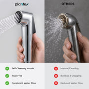Plantex Self Cleaning Health Faucet for Toilet/ABS Plastic Jet Spray for Bathroom/Hand Gun/ Without Hose Pipe - Pack of 1 (Chrome)
