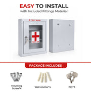 Plantex Metal First Aid Box/Emergency Medical Kit Box for Medicine Storage/Multi Compartment for Medicine Organizer First Aid Kit Box for Home, School, Office with Key Lock - (White)