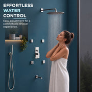 Plantex 4 Way Thermostatic Shower Jet Diverter with Single Lever High Flow Mixer/Pure Brass Concealed Body & Exposed Parts Kit/Outlet Bathroom Valve - Chrome (Kubix Premium-2586)
