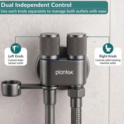 Plantex 2 Way Angle Cock/Stainless Steel Double Outlet Water Valve/Bathroom & Kitchen Tap Connector/Water Faucet - Pack of 1 (Grey, APS-N-9)
