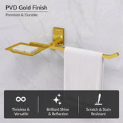 Plantex 304 Grade Stainless Steel Soap Dish with Napkin Ring/Soap Stand/Soap Holder/Napkin Holder/Towel Hanger for Bathroom/Bathroom Accessories - Pack of 1 (Crystal, PVD Gold)