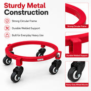 Plantex Cylinder Trolley with Wheels/Heavy Duty GI Steel Gas Stand with 4 Caster Wheels/Cylinder Stand for Home/Kitchen/Restaurant/LPG Gas Stand Trolley (Red, Pack of 1)