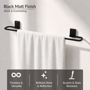 Plantex 304 Stainless Steel Single Towel Rod for Bathroom/Cloth Hanger for Wall/Bathroom Towel Hanger/Bathroom Accessories - Crystal (Black)