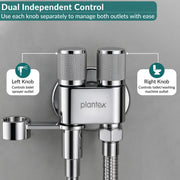 Plantex 2 Way Angle Cock/Stainless Steel Double Outlet Water Valve/Bathroom & Kitchen Tap Connector/Water Faucet - Pack of 1 (Chrome, APS-N-7)