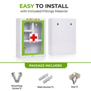 Plantex Metal Emergency First Aid Kit Box for Home/Medical Kit Box for Medicine Storage with Multi Compartments for School, Office - Lockable (Green & White) Big Size, Wall Mount
