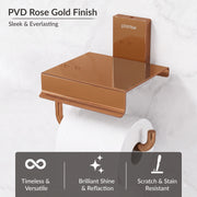 Plantex 304 Grade Stainless Steel Stylish and Durable Toilet Paper Stand/Bathroom Tissue Paper Holder with Mobile Stand/Bathroom Accessories (Crystal,PVD Rose Gold)