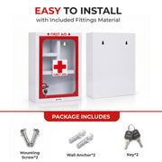 Plantex First Aid Box/Medicine Storage Box/Emergency First Aid Kit Box/Medical Box for Home, School & Office/Medicine Organizer with Multi Compartment - (Red & White) – Big Size Wall Mount – GI Steel