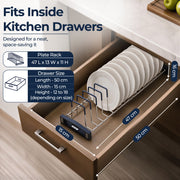 Plantex Plate Stand for Kitchen Cabinet/Stainless Steel Plate Rack for Kitchen/Rubber Grip Saucer Plates Stand/Tandem Box Accessories - (Size-4 inches, Slot- 14, Pack of 1)