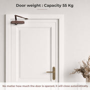 Plantex Premium Aluminium Door Closer/55kg Automatic Door Closer for Wooden Door/Adjustable Spring Door Closer- Brown (ISO 9001 Certified)