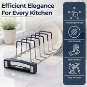 Plantex Plate Stand for Kitchen Cabinet/Stainless Steel Plate Rack for Kitchen/Rubber Grip Saucer Plates Stand/Tandem Box Accessories - (Size-4 inches, Slot- 14, Pack of 1)
