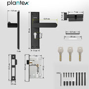 Plantex Door Lock Set - Main Door Lock Plate Handle Set/Mortise Lock with 3 Keys/Lock Body and Cylinder - Pack of 1 (OHMH-81, Z-Black)