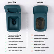 Plantex Imported Ceramic Wall Hung Commode for Toilet/Rimless Washdown Flushing/Western Commode with Soft Closing Toilet Seat - P Trap - (Pine Blue)