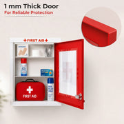 Plantex First Aid Box/Emergency Medical Kit Box for Medicine Storage/Multi Compartment First Aid Kit Boxes for Home, School, Office with Key Lock - GI Steel (Red & Ivory)