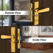 Plantex Stainless Steel Door Lock for Bathroom/Mortise 8inch Keyless Plate Handle Set for Home/Bathroom/Store Room/Balcony/Office - Pack of 1 (DTM-659, Gold)