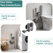 Plantex 2 Way Angle Cock/Stainless Steel Double Outlet Water Valve/Bathroom & Kitchen Tap Connector/Water Faucet - Pack of 1 (Grey, APS-N-9)