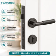 Plantex Mortise Door Lock Set with Brass Cylinder & Keys/Heavy-Duty Main Door Lock Body - Pack of 1 (Satin Black)