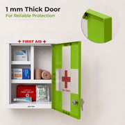 Plantex Metal Emergency First Aid Box for Home/Medical Kit Box for Medicine Storage with Multi Compartments for School, Office - Lockable (Green & White) Big Size, Wall Mount