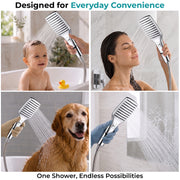Plantex ABS Hand Shower for Bath/2 Mode Bathroom Shower/Rectangle Hand Shower Without Hose Pipe for Home/Hotel - (Chrome, H399)