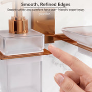 Plantex 304 Grade Stainless Steel Glass Soap Dish with Liquid Dispenser for Bathroom/Soap Stand/Glass Shampoo Dispenser/Bathroom Accessories - Pack of 1 (Crystal, PVD Rose Gold)