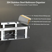 Plantex Stainless Steel 304 Grade Shelf for Bathroom/Storage Organizer for Bathroom/Kitchen Rack - Bathroom Accessories - Pack of 1 (12x5 Inch, Chrome)
