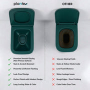 Plantex Platinum Ceramic Wall Hung Commode / P Trap Western Commode for Toilet/ Rim Washdown Western Toilet with Soft Close Toilet Seat Cover- (Palm)