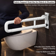 Plantex Stainless Steel 24 Inch U-Shape Handle for Bathroom Support/Space-Saving Safety Bar for Shower/Toilet/Bedside Anti-Slip Shower Grab Bar for Bathroom - (White)