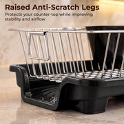 Plantex Dish Drying Rack/Stainless Steel Dish Drainer with Drainer Tray for Kitchen/Vessel Drainer Basket for Utensils/Plate Drying Rack - Chrome (39 X 31.5 X 15 Cm)