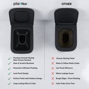 Plantex Platinum Ceramic Rim Wall Hung Western Toilet/P Trap Western Commode with Soft Close Seat Cover/ Commode with Washdown Flush - (Black-M)