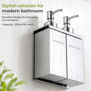 Plantex Double Liquid Soap Dispenser for Bathroom/304 Grade Stainless Steel Shampoo Dispenser/Body Soap Dispenser/Bathroom Accessories - Pack of 1 (Regent, Chrome)