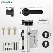 Plantex Door Lock Set with Keys/Mortise Door Lock for Home/Office/Hotel - Pack of 1 (OHMH-21, Z-Black & PVD Black)