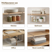 Plantex Under Shelf Organizer Rack for Kitchen Cabinet/12 Inch Multifunction Hanging Shelf Basket for Storage & Organization/Stainless Steel Under Cabinet Storage Rack - (Pack of 1, Chrome)