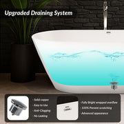 Plantex Freestanding Bathtub For Bathroom/Bath tub for Adults/Deep Soaker Bathtub with Overflow, Popup and Drain Pipe (BSM-203-White-1500mm)