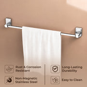 Plantex 304 Grade Stainless Steel 24 inch Towel Hanger/Holder for Bathroom/Single Towel Rod/Towel Bar/Towel Stand/Bathroom Accessories Pack of 1, Darcy (Chrome)