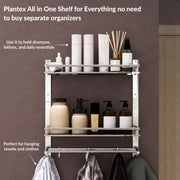 Plantex Bathroom Organiser with Drill/3 Tier Bathroom Accessories Set Stainless Steel/Bathroom Self Rack with Towel Hanger and Hooks/Wall Mount Rack Multipurpose(3-Tier Chrome)
