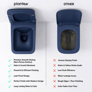 Plantex Imported Italica Ceramic Wall Hung Commode for Toilet/Rimless Washdown Flush/Commode with Soft Closing Toilet Seat - P Trap (Square - Dark Blue)