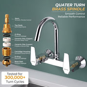 Plantex Mixer Tap for Kitchen with Wall Flange and Teflon Tape/Kitchen Sink Taps/Sink Mixer Tap Hot and Cold with 360° Swivel Spout (Celesiya-1248)