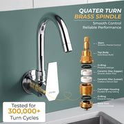 Plantex Kitchen Sink Tap with Water Saving Nozzel/Wall Mount Sink Tap for Kitchen Basin with 360° Swivel Spout (Celesiya-1247)