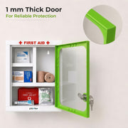 Plantex Metal Emergency First Aid Kit Box for Home/Medical Kit Box for Medicine Storage with Multi Compartments for School, Office - Lockable (Green & White) Big Size, Wall Mount