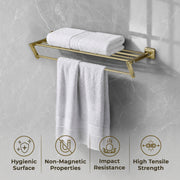 Plantex 304 Grade Stainless Steel Towel Rack for Bathroom/Towel Rod/Towel Hanger/Holder/Bathroom Accessories - Decan (Brass Antique)