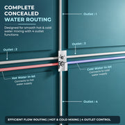 Plantex 4 Way Thermostatic Shower Jet Diverter with Single Lever High Flow Mixer/Pure Brass Concealed Body & Exposed Parts Kit/Outlet Bathroom Valve - Chrome (Kubix Premium-2586)